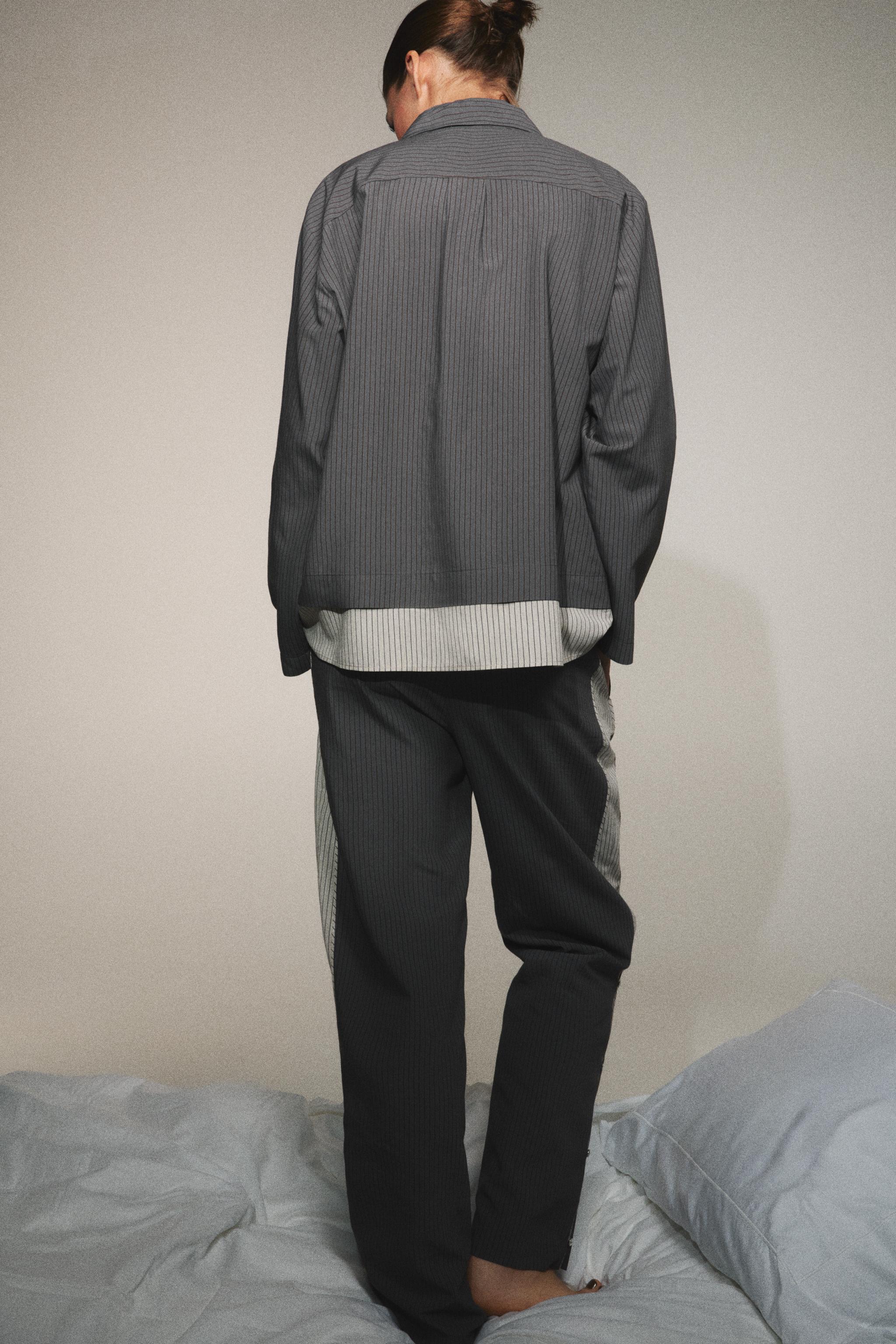 COMBINATION STRIPED VISCOSE BLEND SHIRT