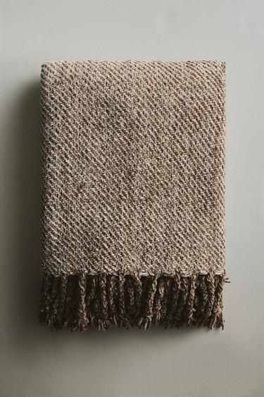 FRINGED THROW - Brown / Taupe by Zara - Image 4