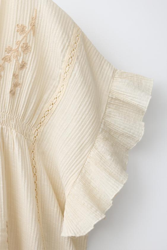 CAFTAN BRODÉ ENTRE-DEUX - Beige de Zara - Image 3