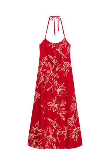 PRINTED POPLIN MIDI DRESS