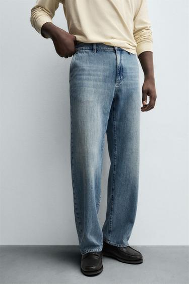 STRAIGHT-LEG DENIM CHINOS - Light blue by Zara - Image 4