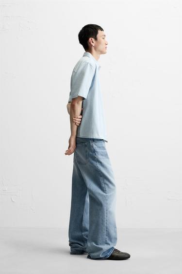 CHEMISE DÉLAVÉE À POCHE - Bleu clair de Zara - Image 3