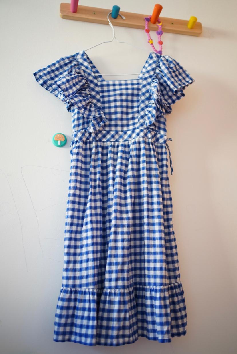 CHECKED MIDI DRESS