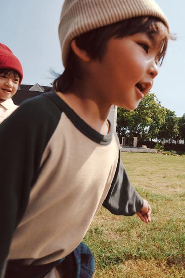 TWO-PACK OF RAGLAN SLEEVE LOGO T-SHIRTS - Khaki by Zara