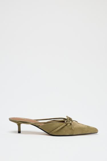 SLINGBACK FABRIC SHOES WITH BOW - Green by Zara