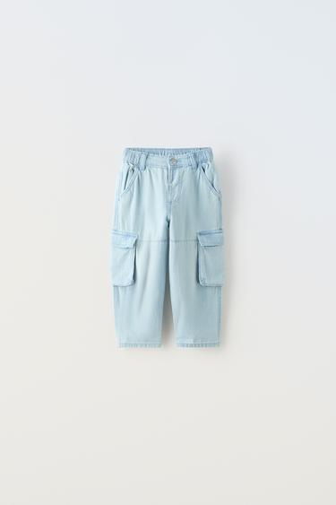 PANTALÓN SARGA BALLOON EFECTO LAVADO - Azul claro de Zara - Imagen 0
