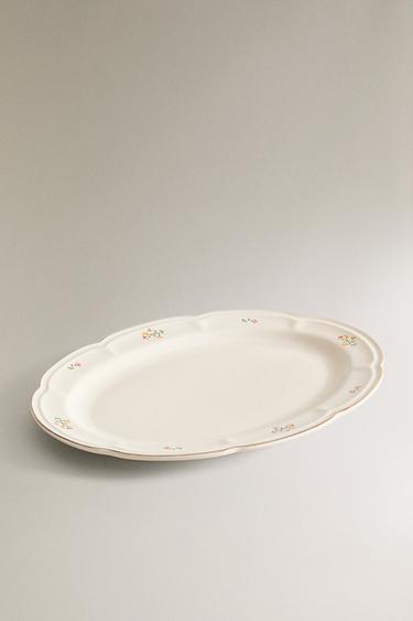 PLAT PORCELAINE FLORAL - Crème de Zara - Image 1
