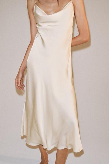 ROBE STYLE LINGERIE SATINÉE ZW COLLECTION - Ivoire de Zara - Image 3