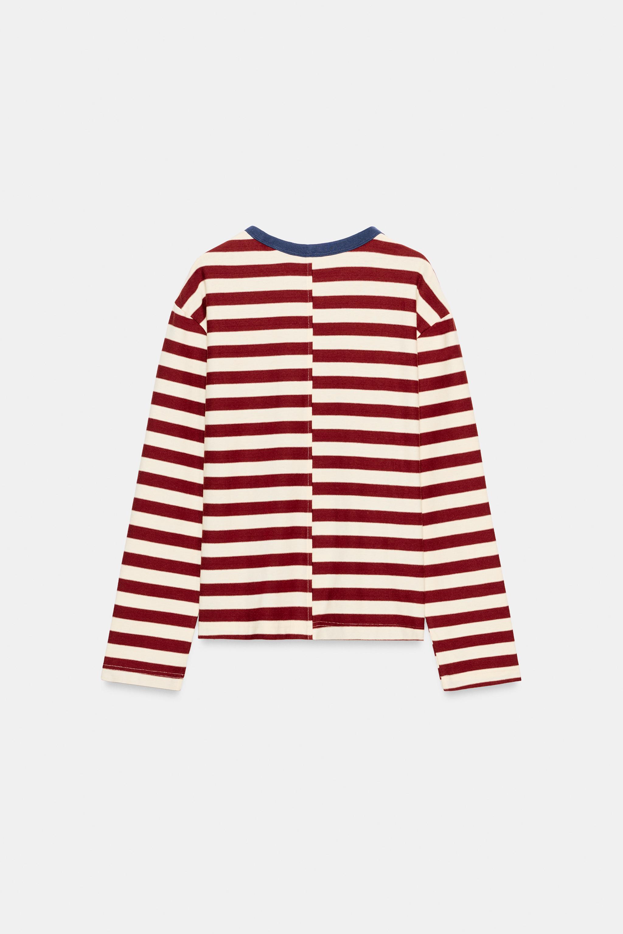 Zara GENİŞ ÇİZGİLİ T-SHIRT görsel 8