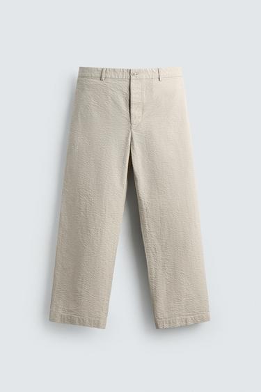 PANTALÓN STRAIGHT FIT SEERSUCKER - Arena de Zara