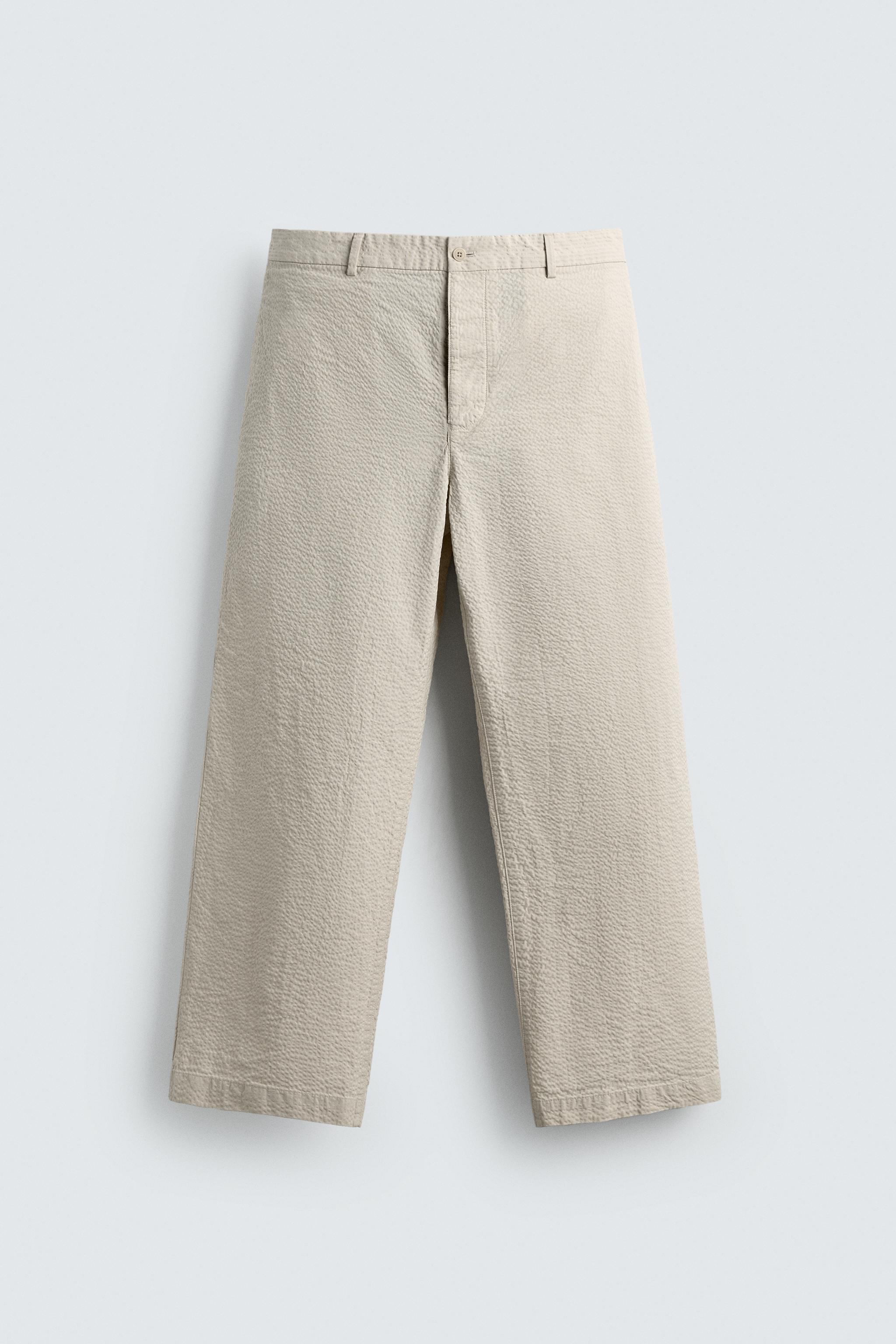 SEERSUCKER STRAIGHT FIT PANTS