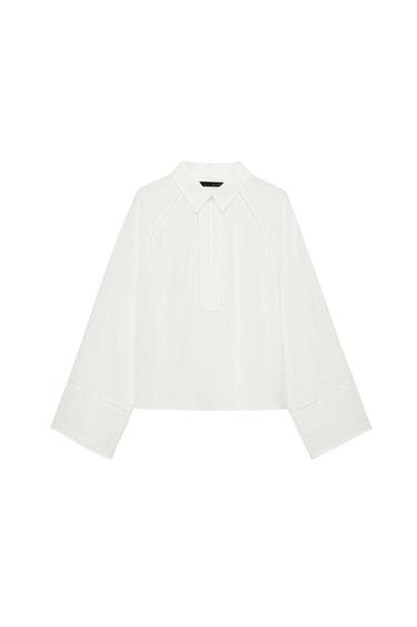 Zara LADDER TRIM SHIRT - White