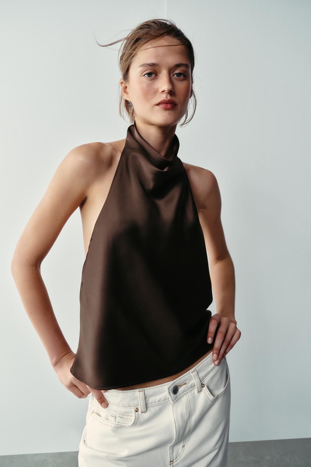 SATIN HALTER TOP
