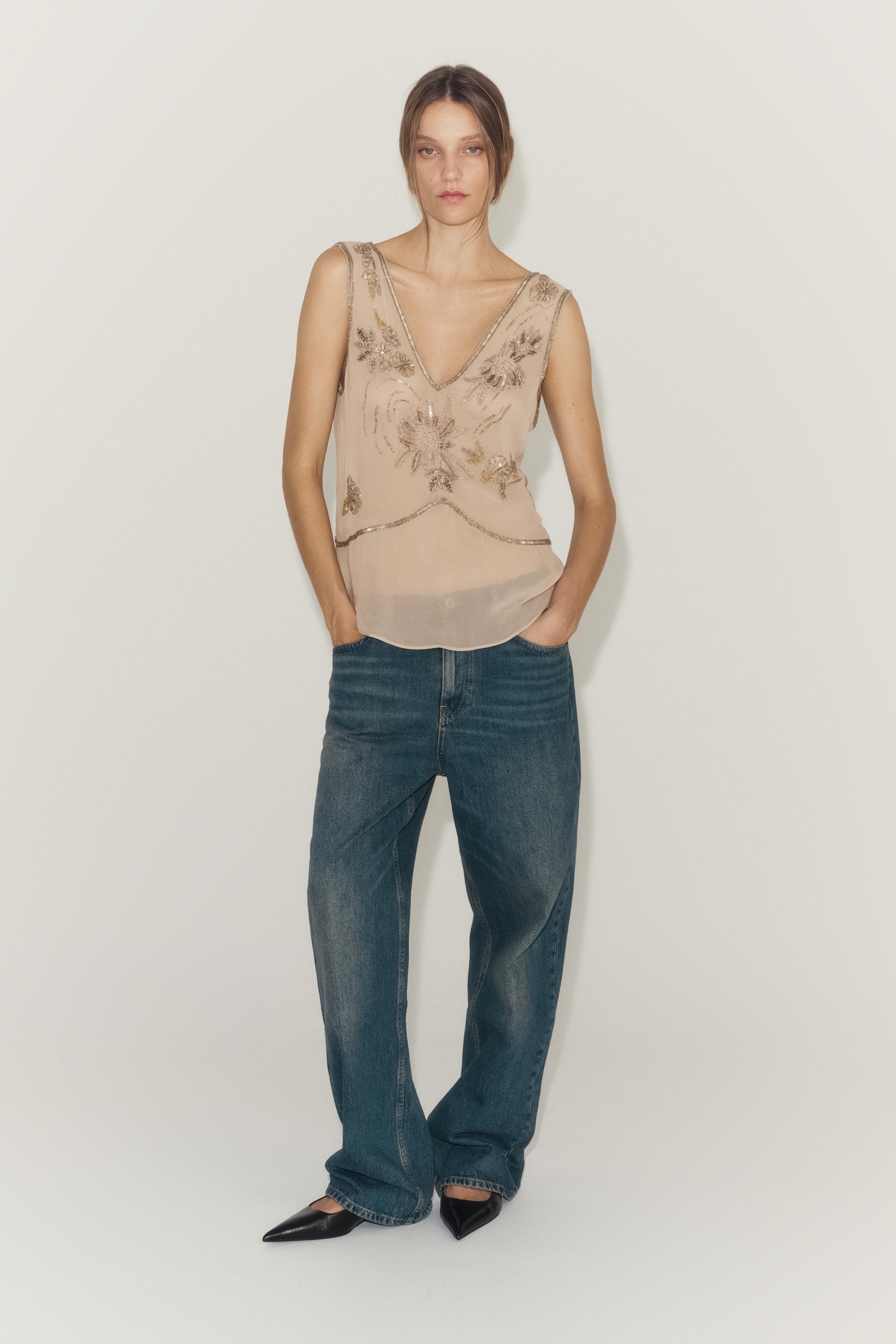 Женские рубашки Zara ZW COLLECTION EMBROIDERED TOP
