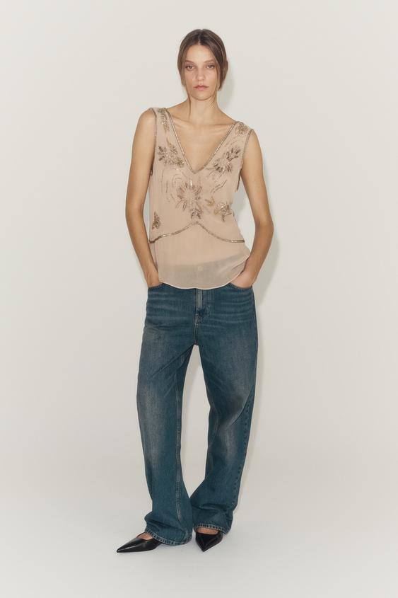 TOP BORDADOS ZW COLLECTION - rosa claro de Zara - Imagen 0