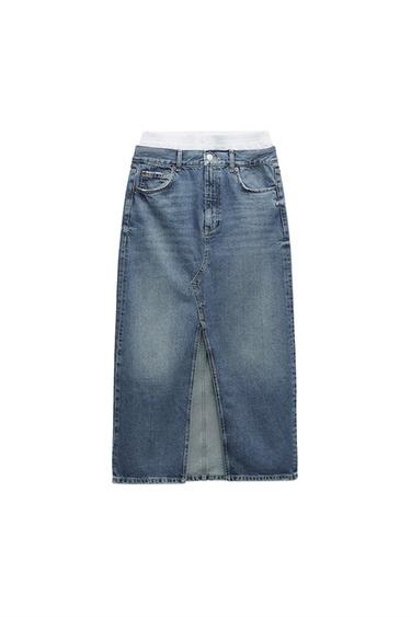 TRF DENIM SKIRT WITH BOXER DETAIL