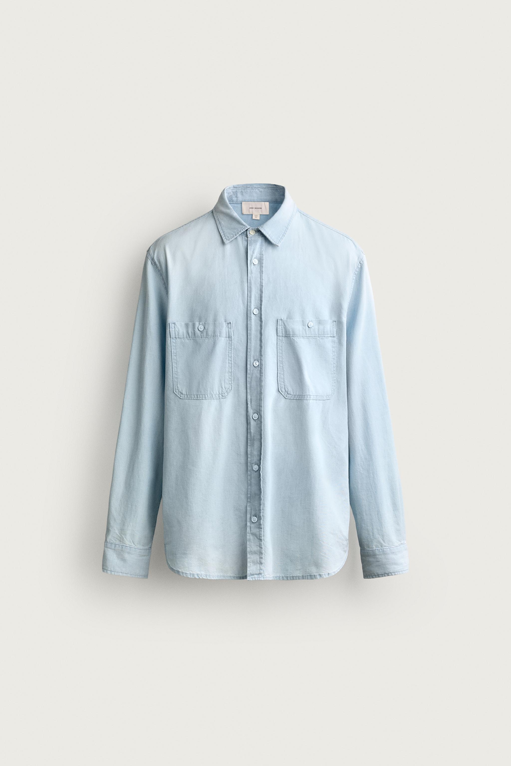 REGULAR FIT DENIM SHIRT — Blue