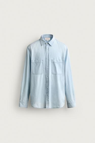 Zara 標準版型丹寧襯衫 - 藍色