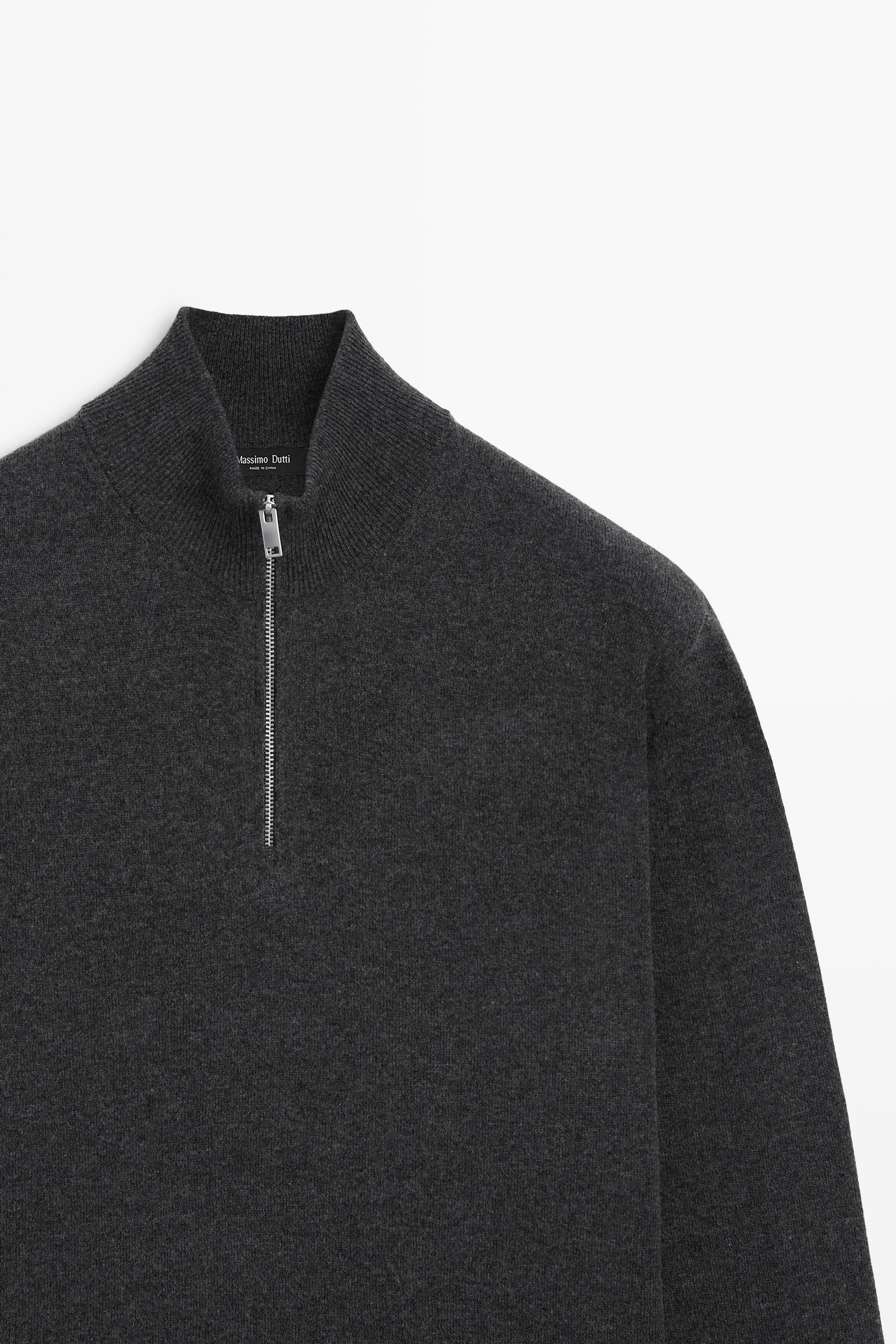 Mock neck knit sweater with zip
