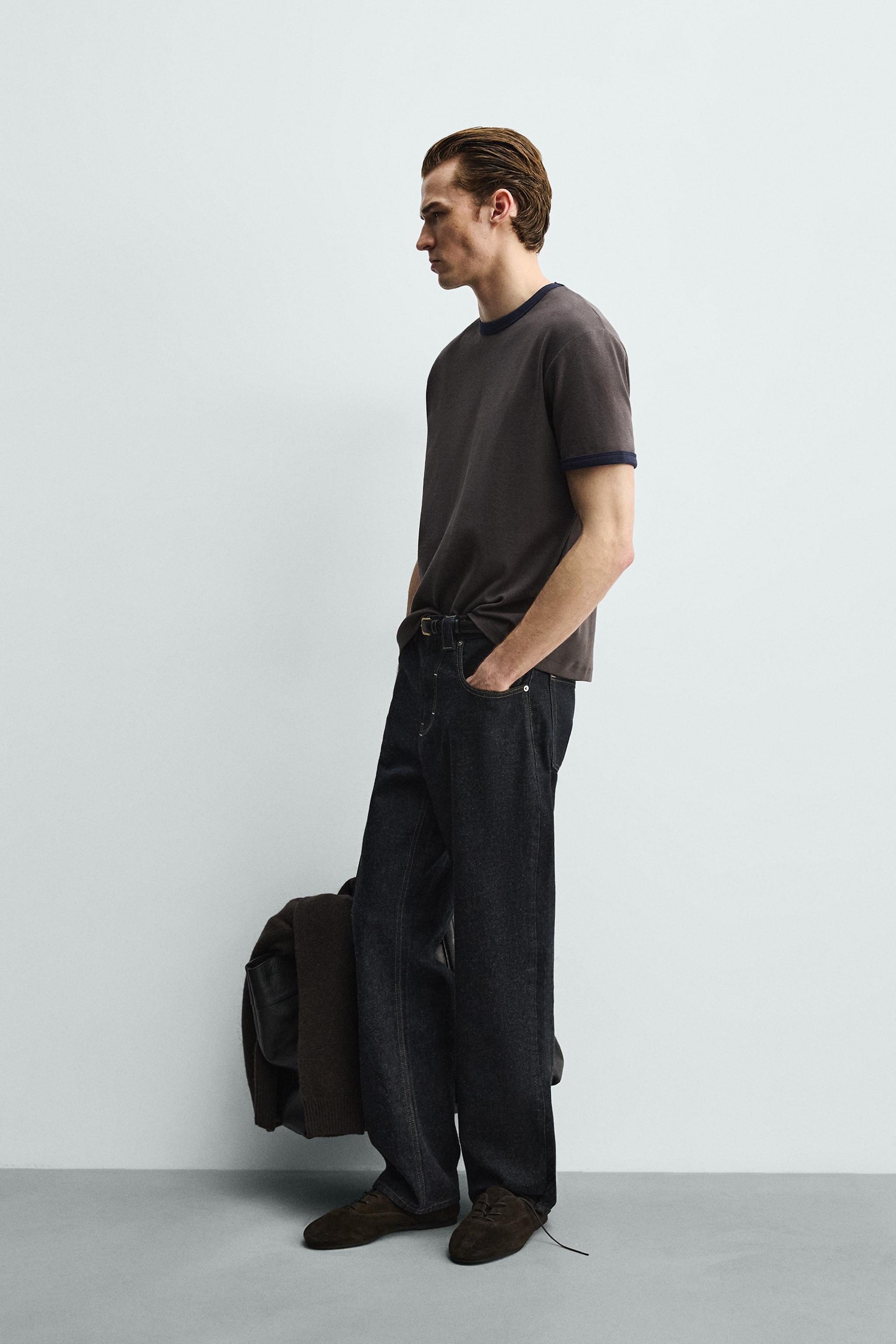 BASIC CONTRAST RIB T-SHIRT