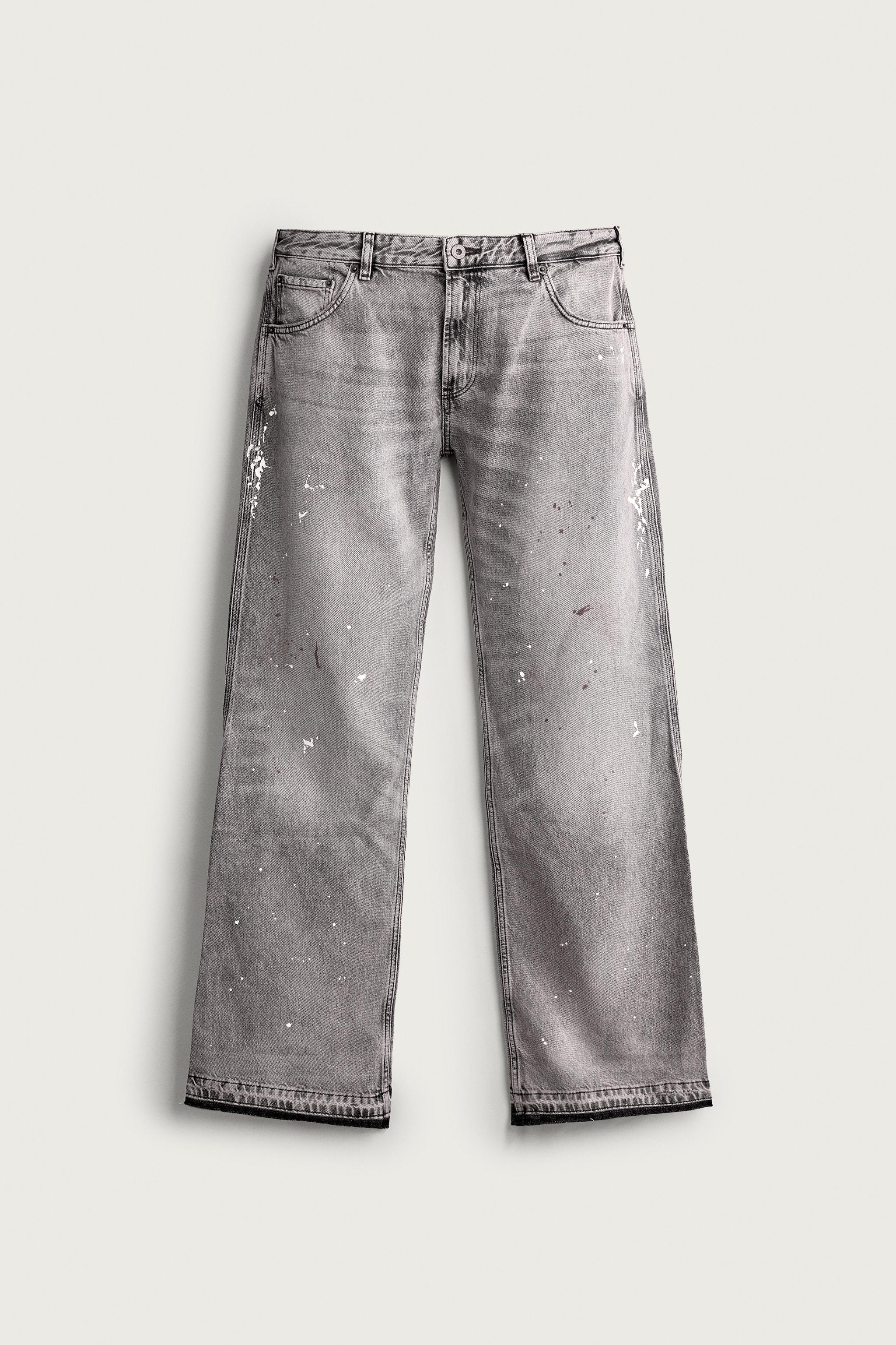 LOW-RISE DISTRESSED BOOTCUT JEANS — Gray