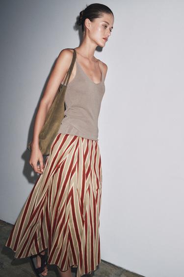 JUPE MIDI RAYURES ZW COLLECTION - rayures de Zara - Image 3