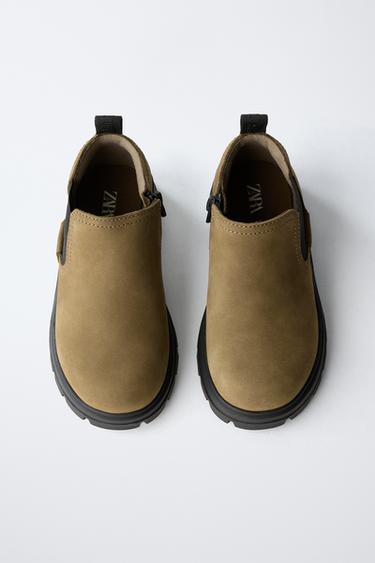 LEATHER ANKLE BOOTS - Khaki Green by Zara - Image 3