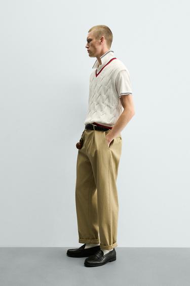 GILET EN MAILLE TORSADÉE ET CONTRASTÉE - Blanc de Zara - Image 3