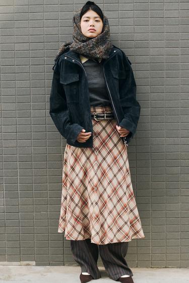 100% 스웨이드 레더 포켓 점퍼 - Zara 블루