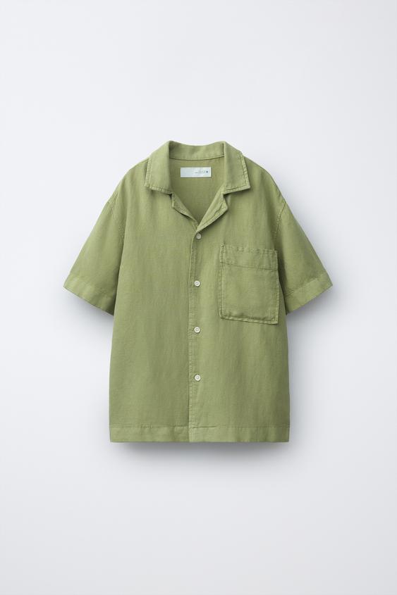 CHEMISE FLUIDE AVEC LIN - Vert olive de Zara - Image 0