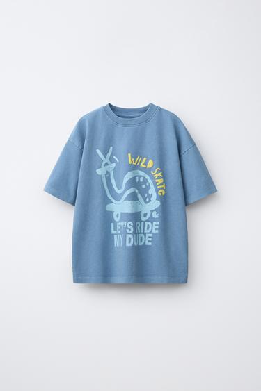 CAMISETA ESTAMPADO SKATE - Azul de Zara