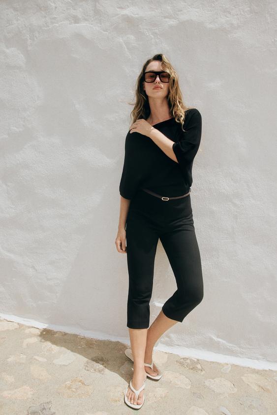 KNIT BELTED TOP - Black by Zara - Image 0