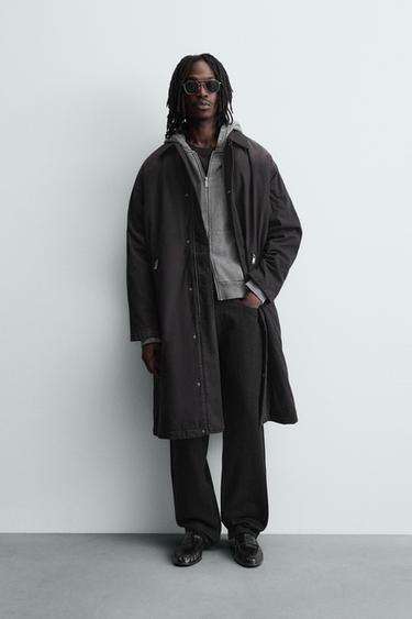 FADED DENIM COAT - Black by Zara