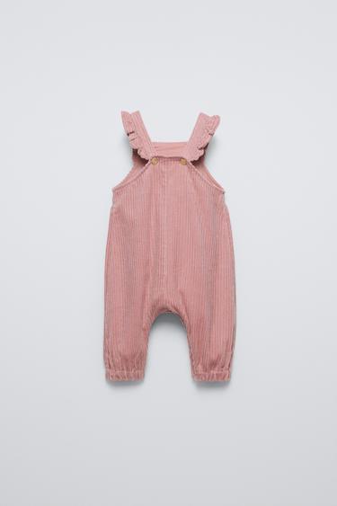 CORDUROY DUNGAREES WITH RUFFLES - Pale pink by Zara - Image 1