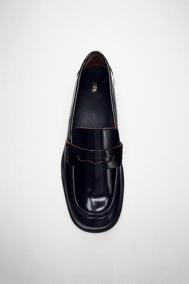 LEATHER LOAFERS WITH CONTRAST - Black by Zara