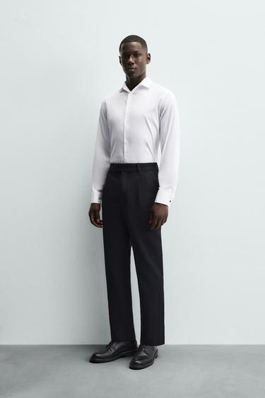 SLIM FIT SHIRT WITH CUFFLINKS - White by Zara - Image 3