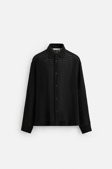 JACQUARD LINEN/COTTON SHIRT - Black by Zara