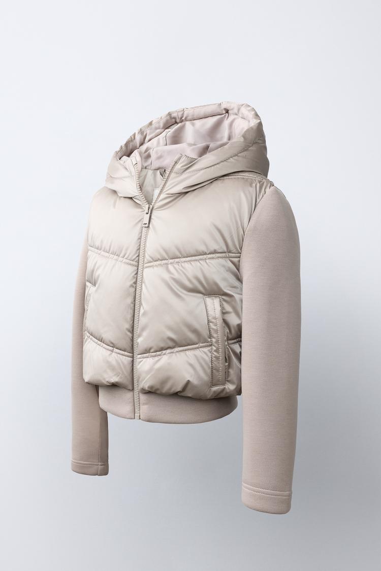 CAZADORA ACOLCHADA COMBINADA CAPUCHA