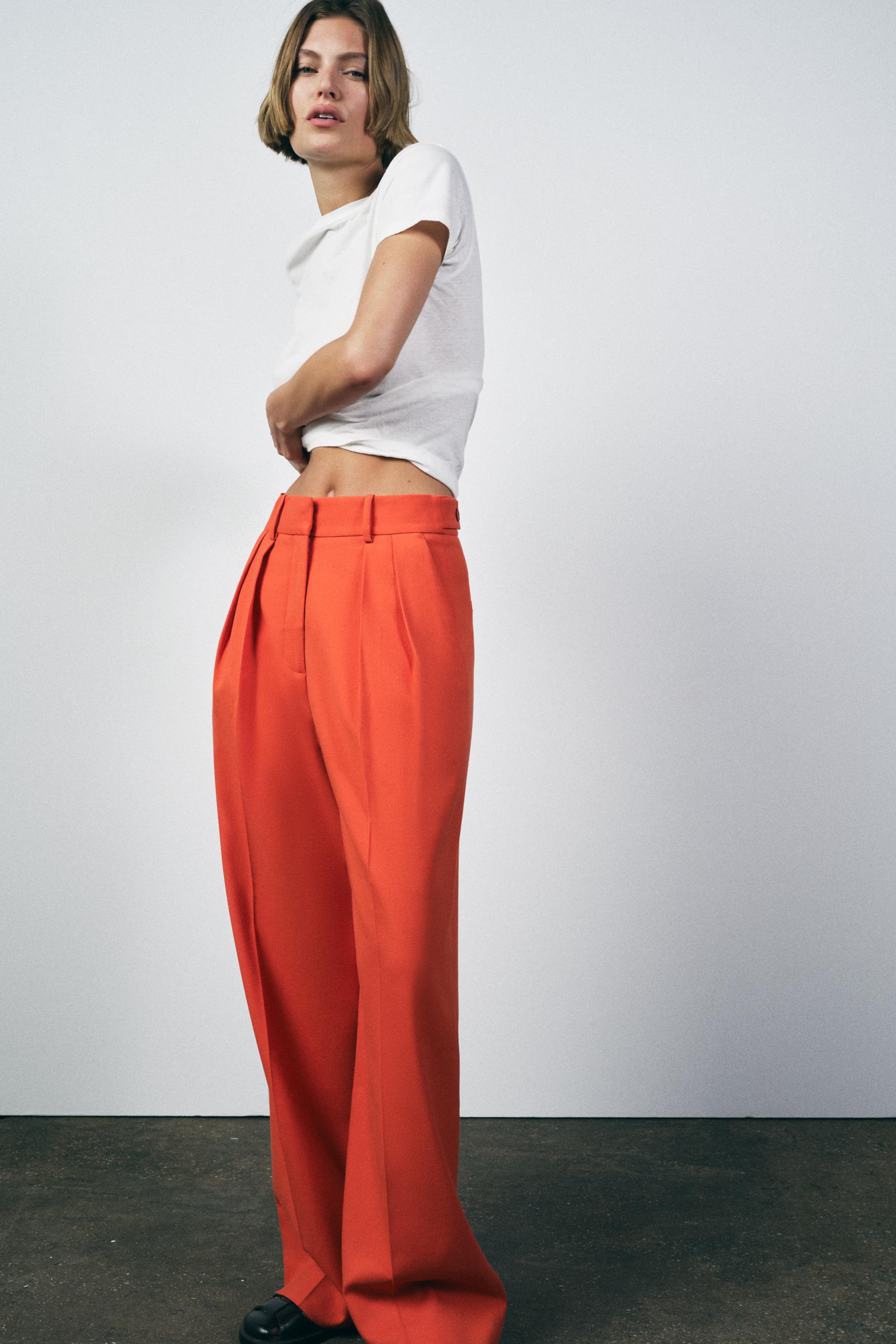 ZW COLLECTION ダーツパンツ - オレンジ色 | ZARA Japan / 日本
