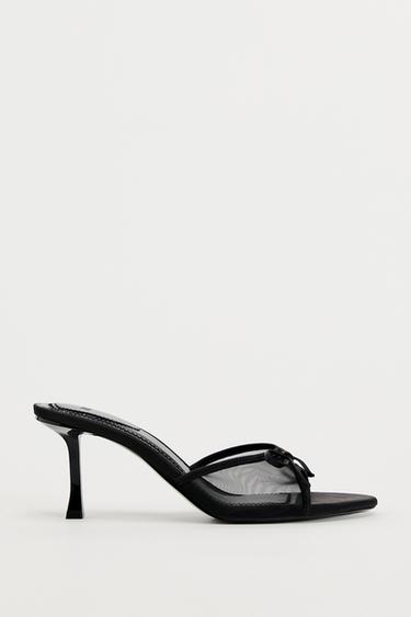 Zara MESH BOW SANDALS - Black