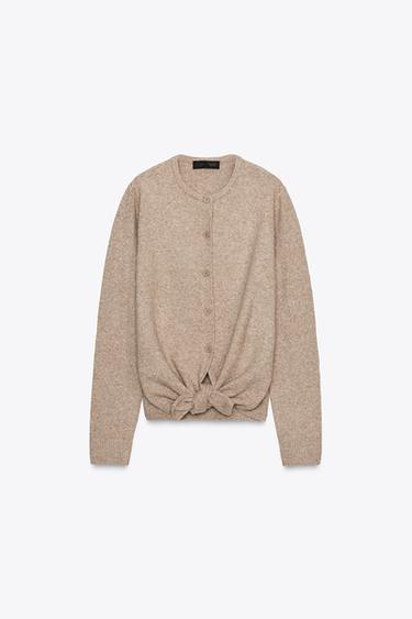 Zara KNOT CARDIGAN - Mink marl