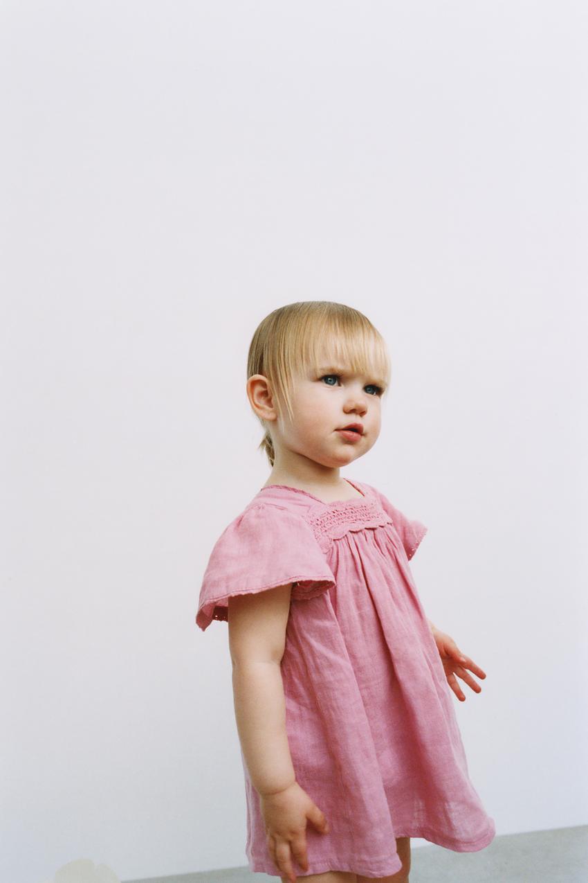 LACE LINEN DRESS WITH PANTIES