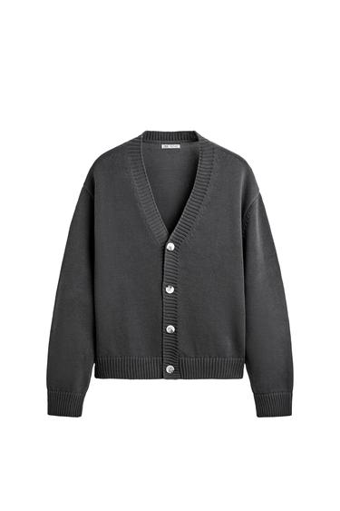 TEXTURED COTTON CARDIGAN