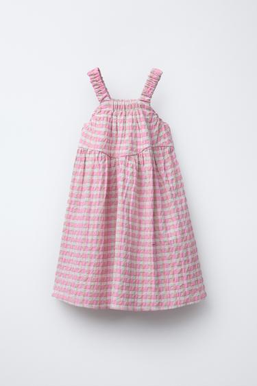 TEXTURED CHECK PRINT DRESS - Pink by Zara - Image 1