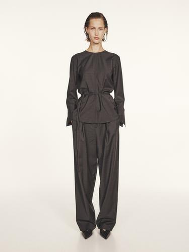 Zara Knit dress with contrast gathered detail - Brown