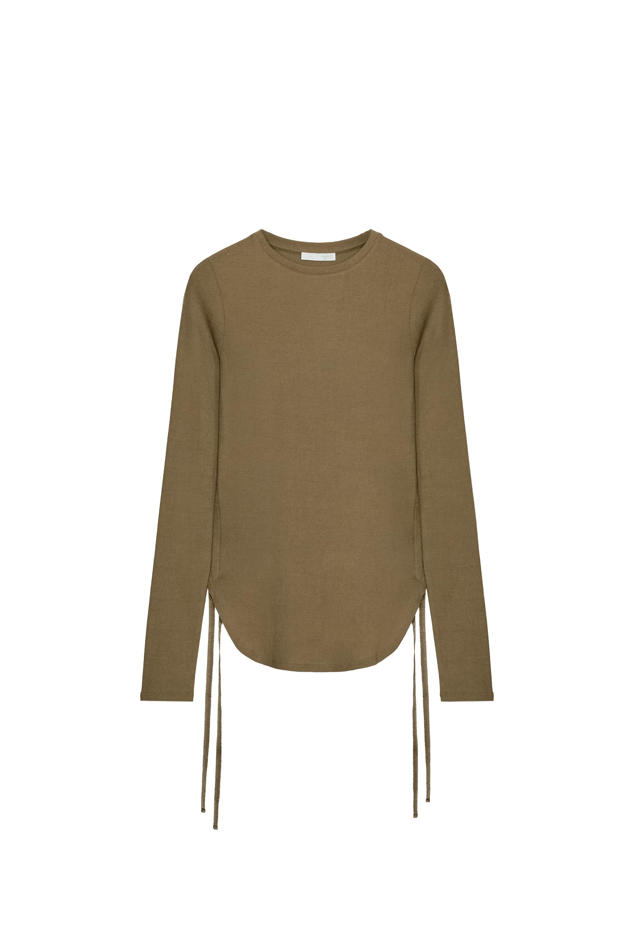 RUSTIC T-SHIRT WITH DRAWSTRINGS - Tobacco Brown | ZARA United States