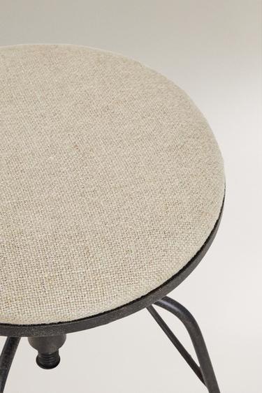 LINEN SWIVEL BAR STOOL - Black / Ecru by Zara - Image 2