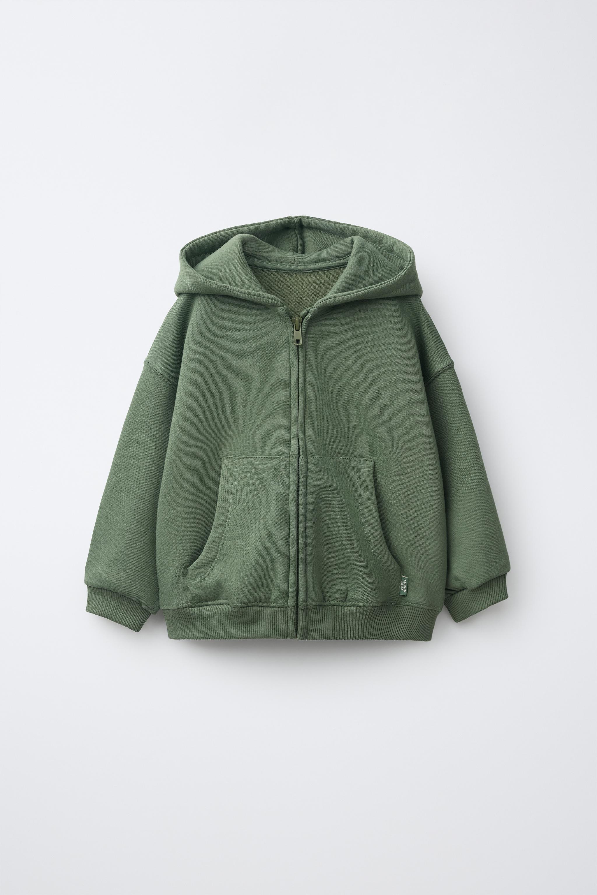 HOODED ZIP SWEATSHIRT — Mid-green