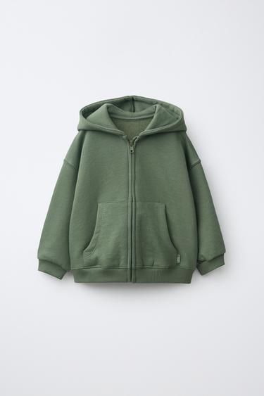 ZIP-UP HOODIE - Mid-green by Zara