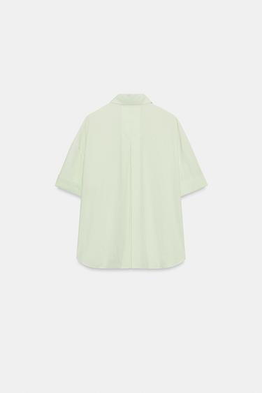 CHEMISE OVERSIZE EN POPELINE À RAYURES - Vert/Blanc de Zara - Image 8